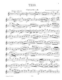 Partition clarinette , partie (en B♭), Trio, Op.25, Trio für Pianoforte, Clarinette und Horn von Maximilian Heidrich.