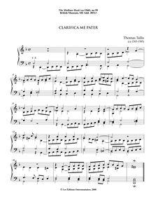Partition 9, Clarifica me Pater (I), pour Mulliner Book, Keyboard: organ or harpsichord