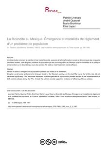 La fécondité au Mexique. Émergence et modalités de règlement d un problème de population - article ; n°3 ; vol.3, pg 581-596