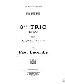 Partition de piano, Piano Trio No.3, Op.134, Lacombe, Paul
