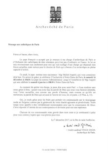 Le message de Mgr Vingt-Trois aux catholiques de Paris