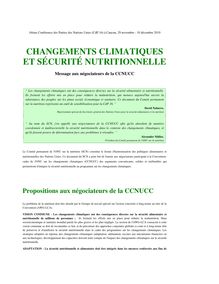 CHANGEMENTS CLIMATIQUES ET SÉCURITÉ NUTRITIONNELLE