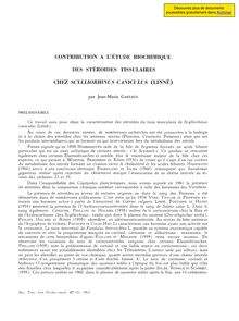 Contribution a l étude biochimique des stéroïdes tissulaires chez  scylliorhinus caniculus (Linné