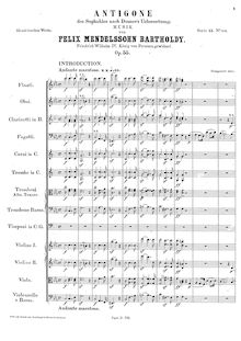 Partition Introduction, Muzik zu Antigone, Op.55, Mendelssohn, Felix