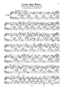 Partition complète, chansons Without Words Op.53, Mendelssohn, Felix