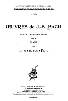 Partition Title, Oeuvres de J. S. Bach - 12 transcriptions pour le piano