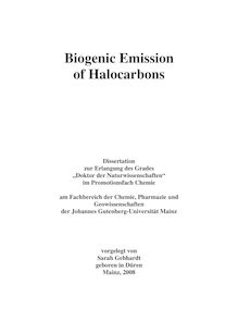 Biogenic emission of halocarbons [Elektronische Ressource] / vorgelegt von Sarah Gebhardt