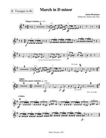 Partition trompette 2 (B♭), March en D minor, D minor, Bruckner, Anton