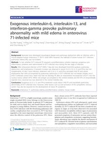 Exogenous interleukin-6, interleukin-13, and interferon-gamma provoke pulmonary abnormality with mild edema in enterovirus 71-infected mice