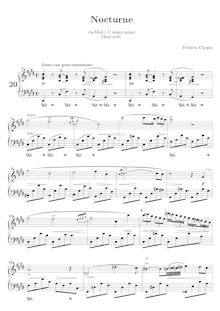 Partition complète, Nocturne en C-sharp minor (Posthumous), C♯ minor par Frédéric Chopin
