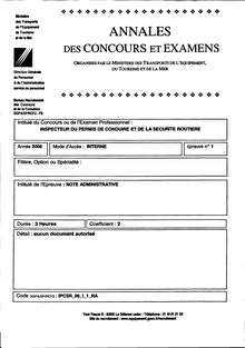 Rédaction d une note administrative 2006 Interne Inspecteur Permis de Conduire et Sécurité Routière