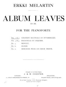 Partition complète, Album leaves, Album leaves for the Pianoforte