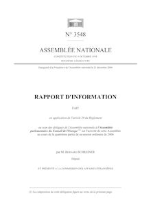 Rapport d information fait en application de l article 29 du Règlement au nom des délégués de l Assemblée nationale à l Assemblée parlementaire du Conseil de l Europe sur l activité de cette assemblée au cours de la quatrième partie de sa session ordinaire de 2006