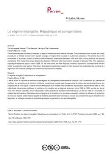 Le régime intangible. République et conspirations - article ; n°47 ; vol.12, pg 7-25