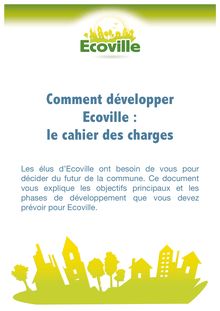 Comment développer Ecoville : le cahier des charges