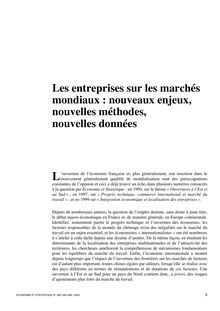 Les entreprises sur les marchés mondiaux : nouveaux enjeux, nouvelles méthodes, nouvelles données - article ; n°1 ; vol.363, pg 5-18