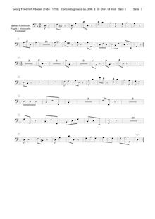 Partition Continuo (bassons, violoncelles, Basses), Concerto Grosso en D major, HWV 317