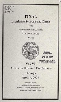 Legislative digest ... General Assembly, State of Illinois