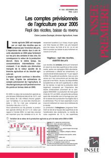 Les comptes prévisionnels de l agriculture pour 2005 - Repli des récoltes, baisse du revenu