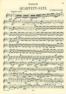 Partition violon 2, corde quatuor No. 12, Quartet-Satz, C Minor