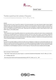 Textes quechua de Laraos (Yauyos) - article ; n°1 ; vol.76, pg 121-154