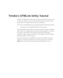Trimble’s DTMLink Utility Tutorial