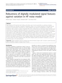 Robustness of digitally modulated signal features against variation in HF noise model