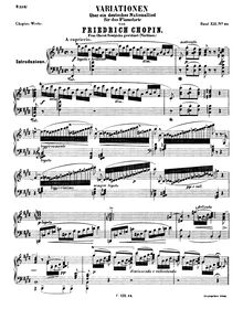 Partition complète, Variations sur un air national allemande, Introduction and Variation on the German Air Der Schweizerbub par Frédéric Chopin