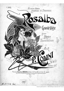 Partition complète (grayscale), Rosalba, Op.5, Grande Valse pour Piano ou Harmonium