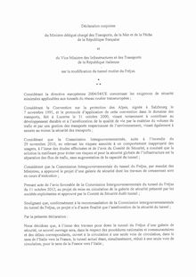 Déclaration des ministres italien et français des Transports sur la modification du tunnel routier du Fréjus
