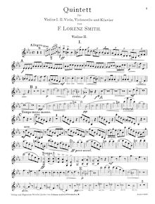 Partition violon II , partie, Piano quintette, Smith, F. Lorenz
