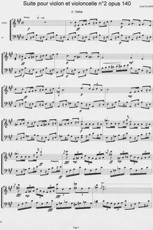 Partition Galop,  No.2 pour violon et violoncelle, "From Germany"
