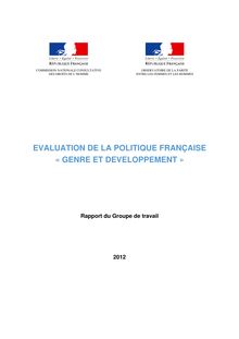Evaluation de la politique française Genre et développement