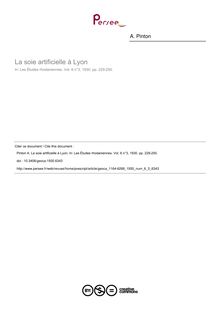 La soie artificielle à Lyon - article ; n°3 ; vol.6, pg 229-250