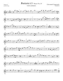 Partition ténor viole de gambe 2, octave aigu clef, Fantasia pour 5 violes de gambe, RC 66