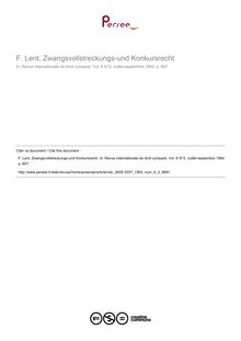 F. Lent, Zwangsvollstreckungs-und Konkursrecht - note biblio ; n°3 ; vol.6, pg 607-607