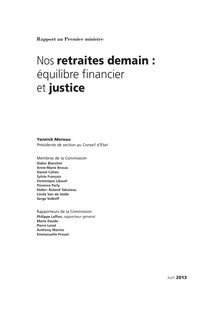 Rapport Moreau : Nos retraites demain - Equilibre financier  et justice