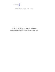 Duncan hunter national defense authorization act for fiscal year 2009