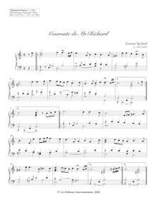 Partition Courante, 11 clavecin pièces from Manuscrit Bauyn, Richard, Étienne