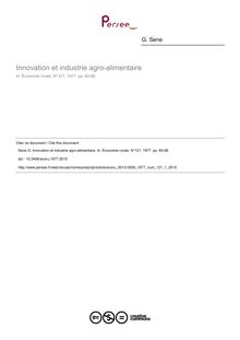 Innovation et industrie agro-alimentaire - article ; n°1 ; vol.121, pg 60-66