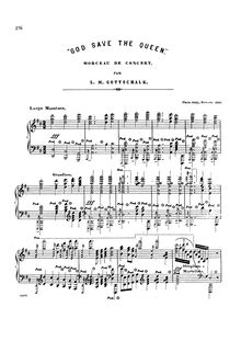 Partition complète, God Save pour reine, Op.41, Morceau de Concert