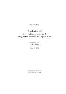 Oxidation of surfactant stabilized magnetic cobalt nanoparticles [Elektronische Ressource] / Britta Vogel. Fakultät für Physik