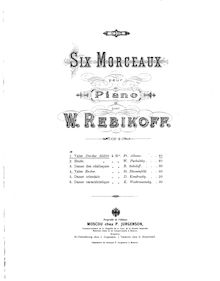 Partition , Valse en D♭, Etude, Six Morceaux, Op.2, Rebikov, Vladimir