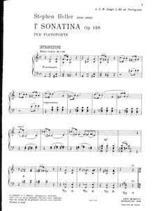 Partition complète, Piano Sonatina No.1, Op.146, Heller, Stephen