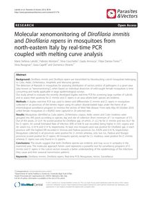 Molecular xenomonitoring of Dirofilaria immitis and Dirofilaria repens in mosquitoes from north-eastern Italy by real-time PCR coupled with melting curve analysis