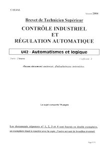 Automatismes et logique 2004 BTS Contrôle industriel et régulation automatique