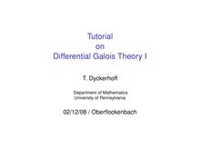 Tutorial  on  Differential Galois Theory I
