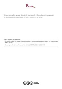 Une nouvelle revue de droit comparé : Derecho comparado - compte-rendu ; n°2 ; vol.30, pg 566-567