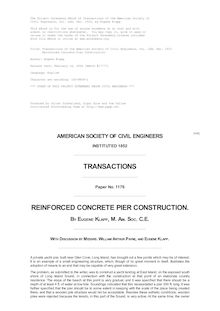 Transactions of the American Society of Civil Engineers, vol. LXX, Dec. 1910 - Reinforced Concrete Pier Construction