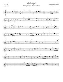 Partition ténor viole de gambe 2, octave aigu clef, Il settimo libro de madrigali a cinque voci par Pomponio Nenna
